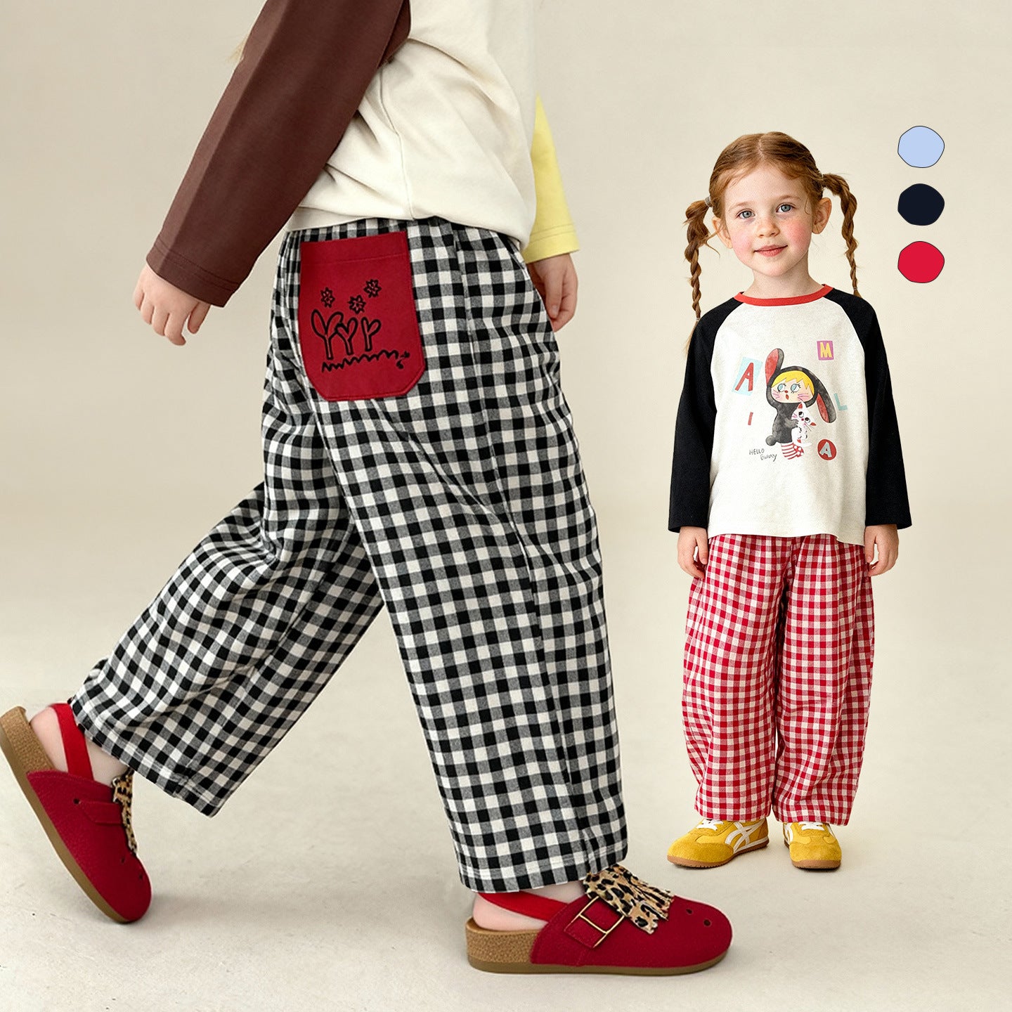 Printemps Arrivée Enfants Pantalons en Plaid Casual Style frais et relaxant
