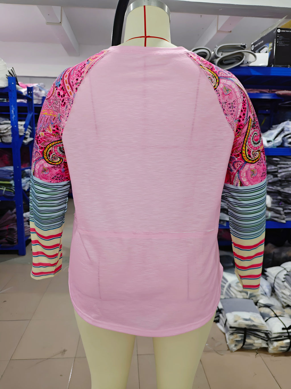 T-shirt manches longues imprimé pour femmes Col d'équipage