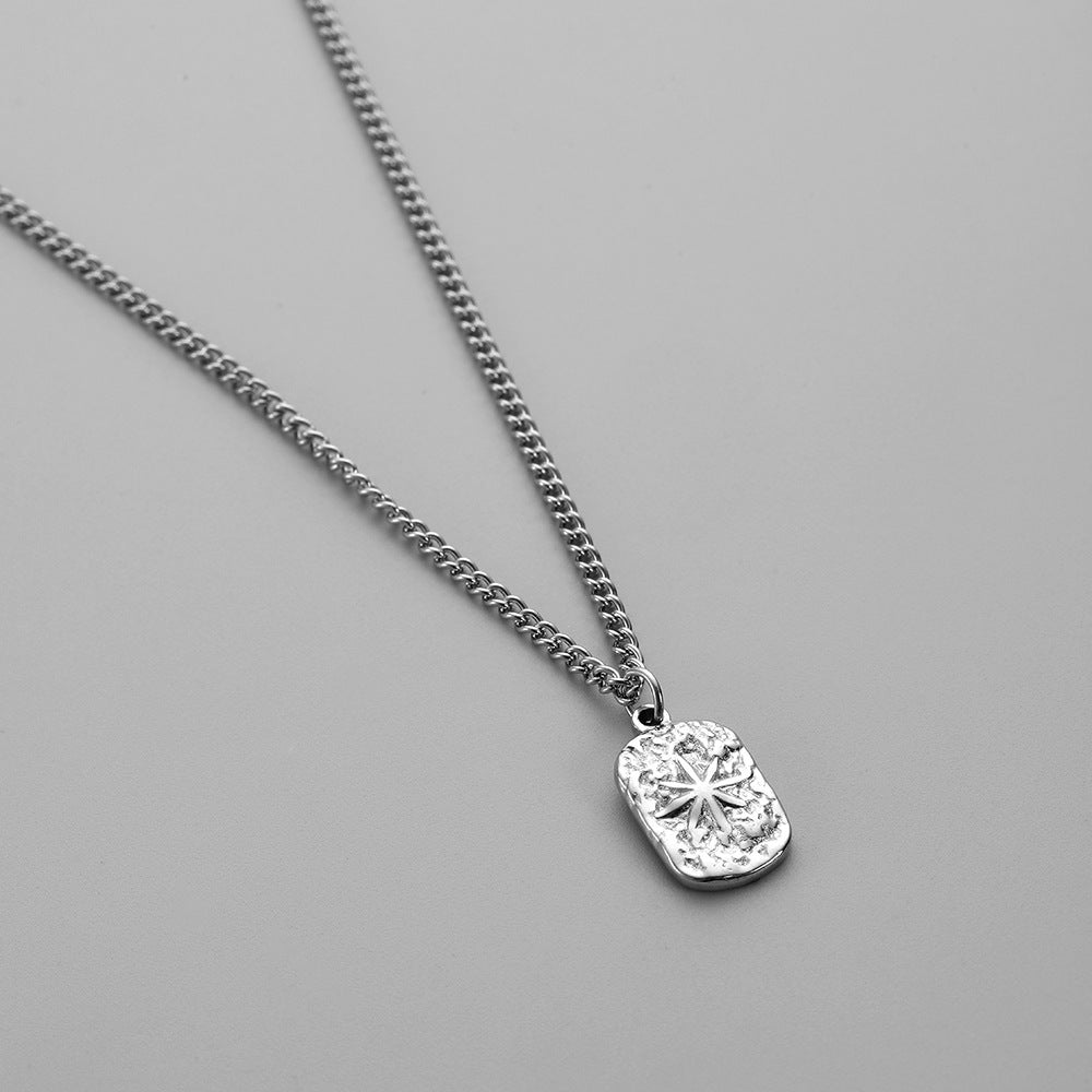 Mode Minimalist Relief XINGX plaque carrée collier pendentif Trendy Hommes