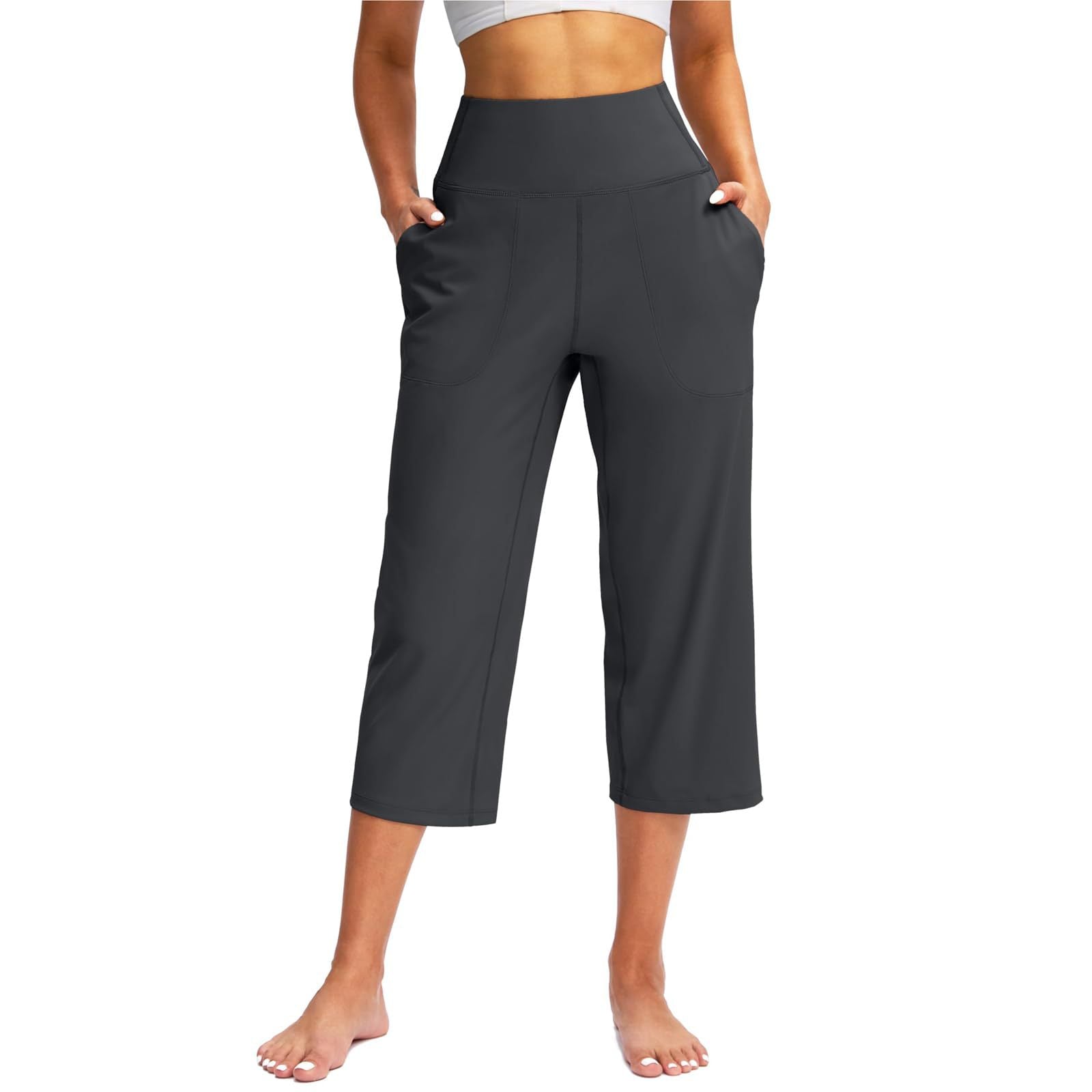 La mode européenne et américaine des femmes Couleur solide Pantalon à large leg avec poches