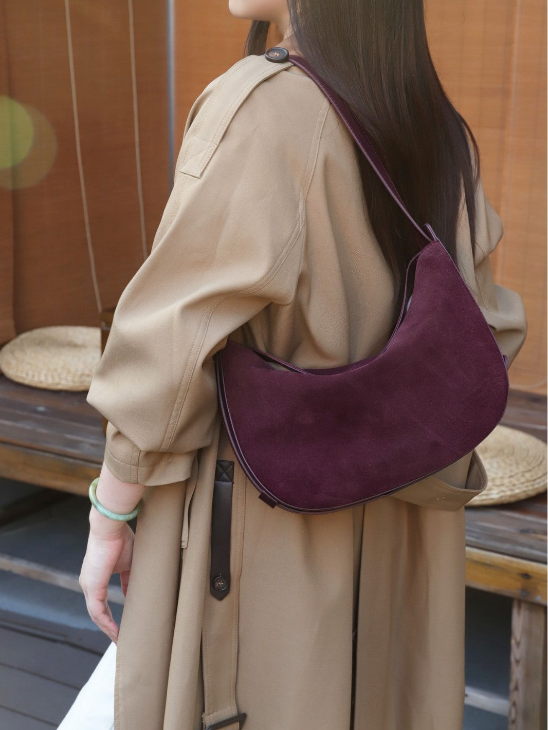 Retro Matte véritable sac sous-arm en cuir pour les femmes