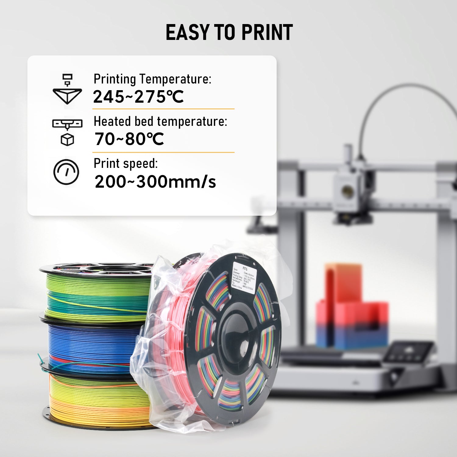 Rainbow Gradient PETG Filament pour imprimantes 3D