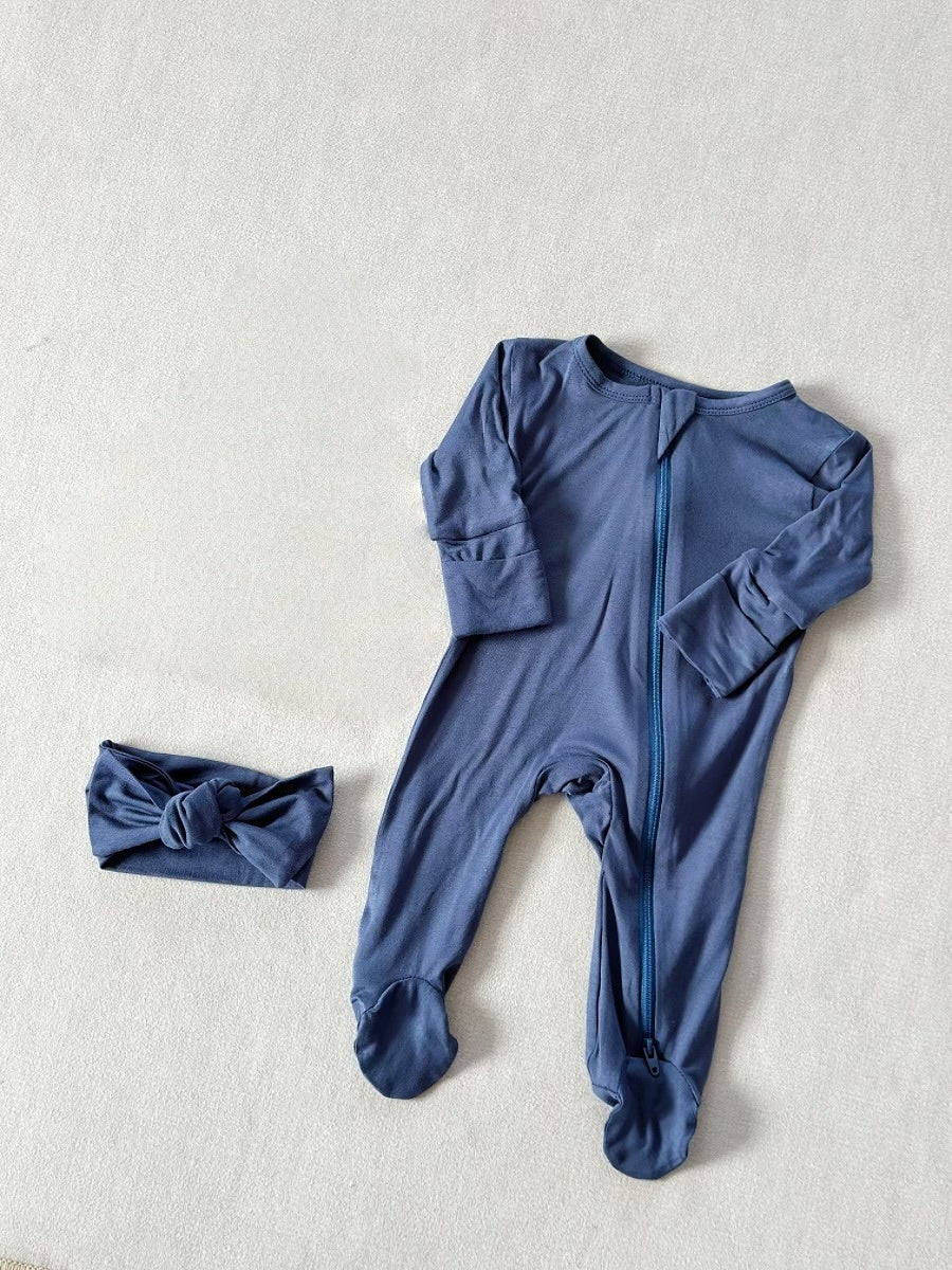 Bébé pied Zip-up Romper Onesie