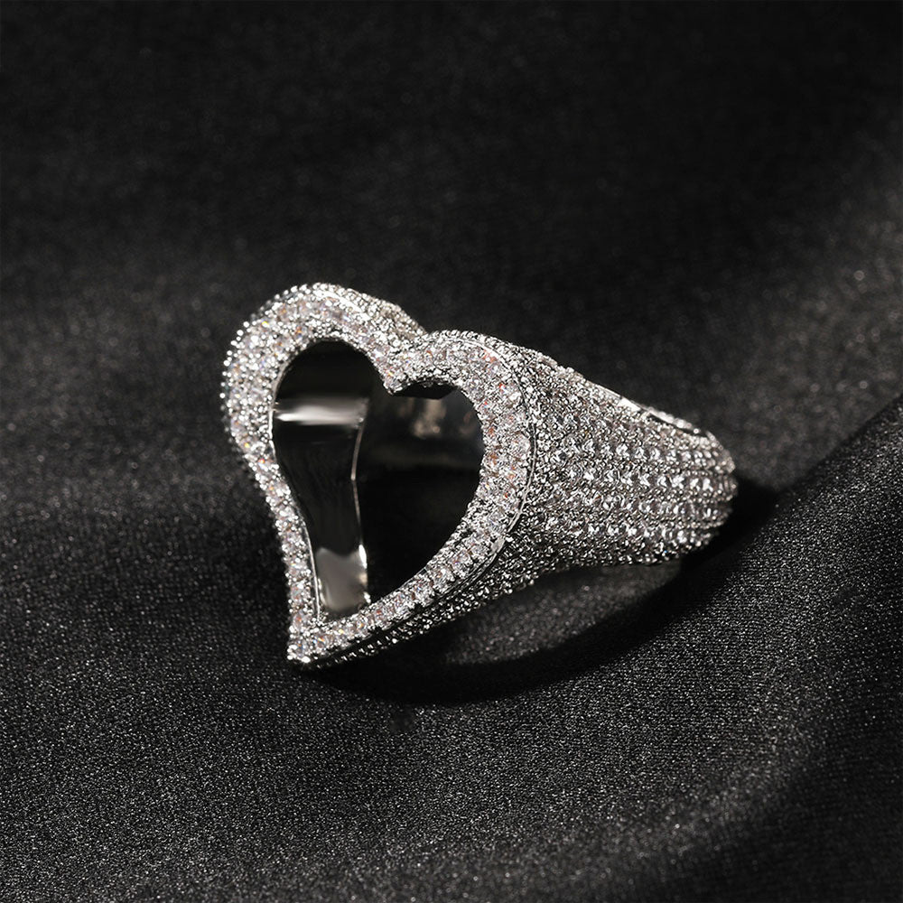 Personnalité de mode Anneau de Zircon Cœur Hollow