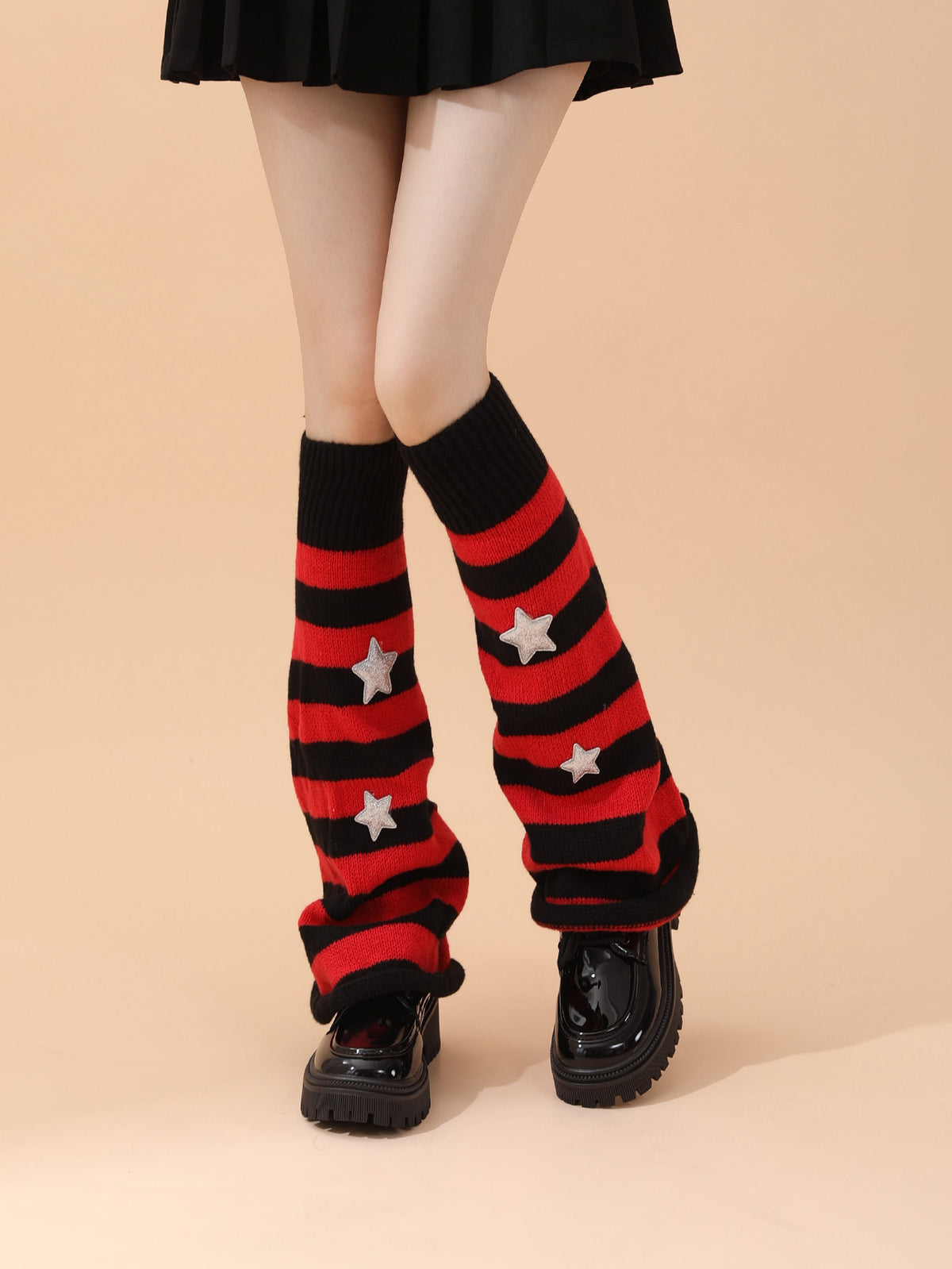 Popular Nouveauté Automne Hiver Warm Stripe Star Decor Enroulé Bell Forme Jambe Warmer Boot Donc