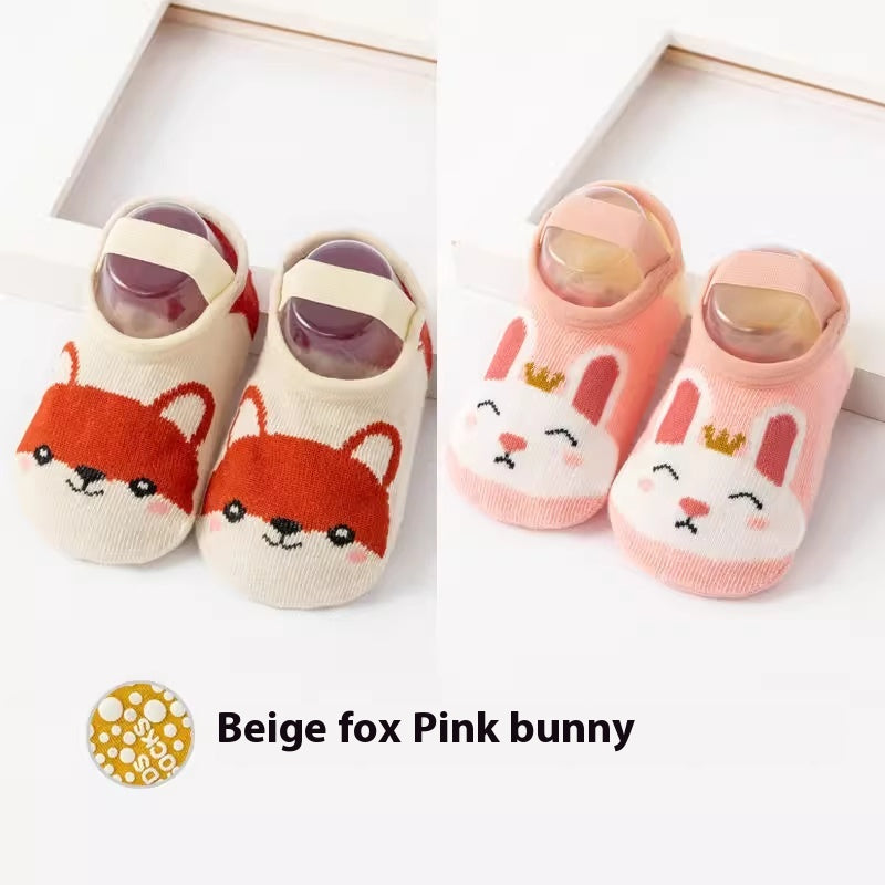 Chaussettes de coton antidérapantes imprimées mignons pour nourrissons et jeunes enfants