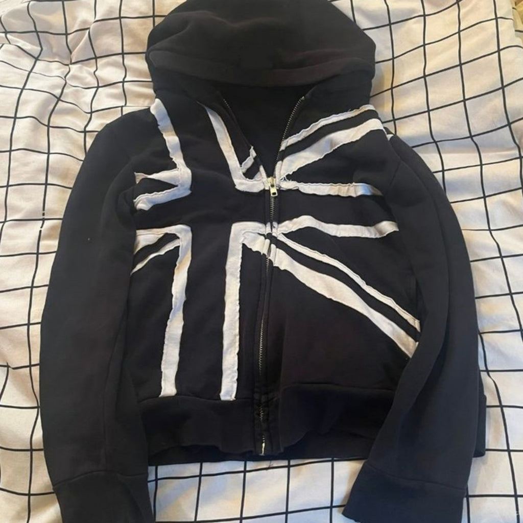 Pull à manches longues Zip-up Imprimé Hoodie Punk Dark Streetwear Hip-hop Style