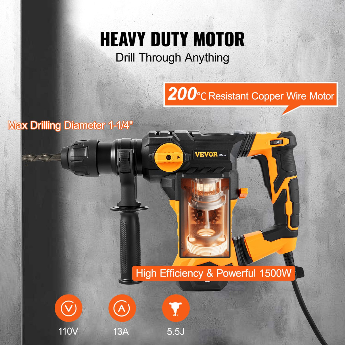 Perceuses rotatives pour marteaux 1-1'4' 4 modes SDS-Plus Marteaux à croquer