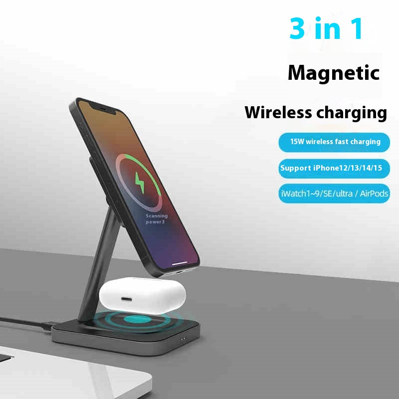 15W Magnetic Wireless Charger Stand for Desktop Phone
