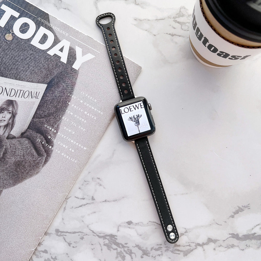 Iwatch7 Petit bracelet en cuir taille barbour Iwatch Iwatch123456se Double ongles mince modèle