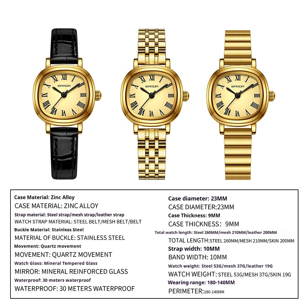 Montre Quartz à échelle romaine carrée féminine