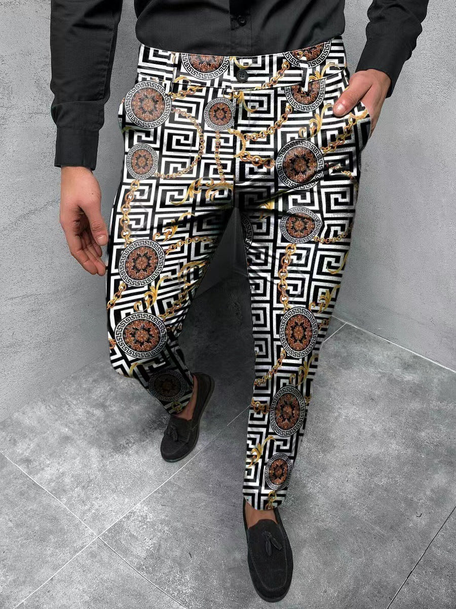 Casual Abstract Contraste Pantalons micro-stretch