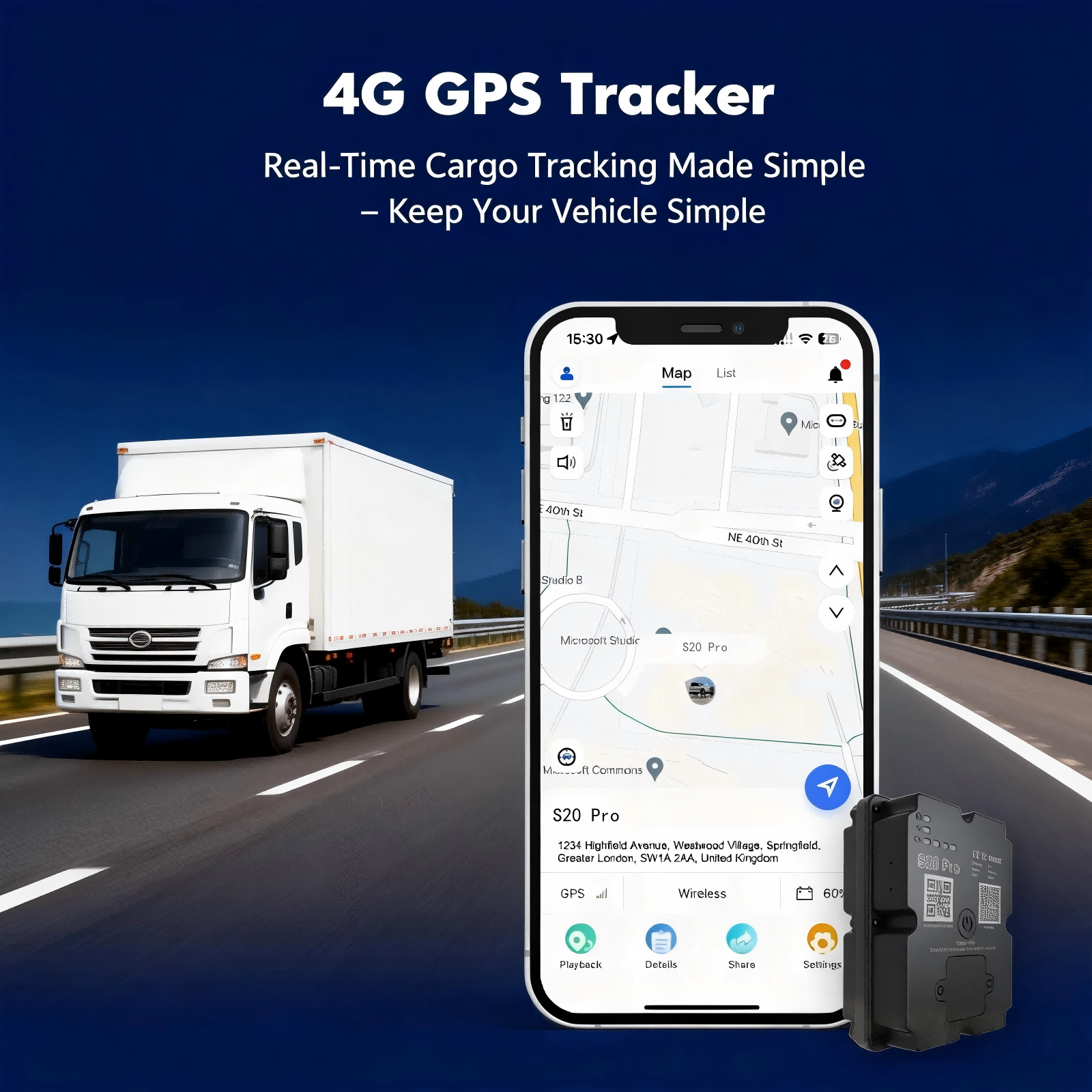 Batterie longue 4G GPS Véhicule Tracker - Jusqu'à 30 jours en attente