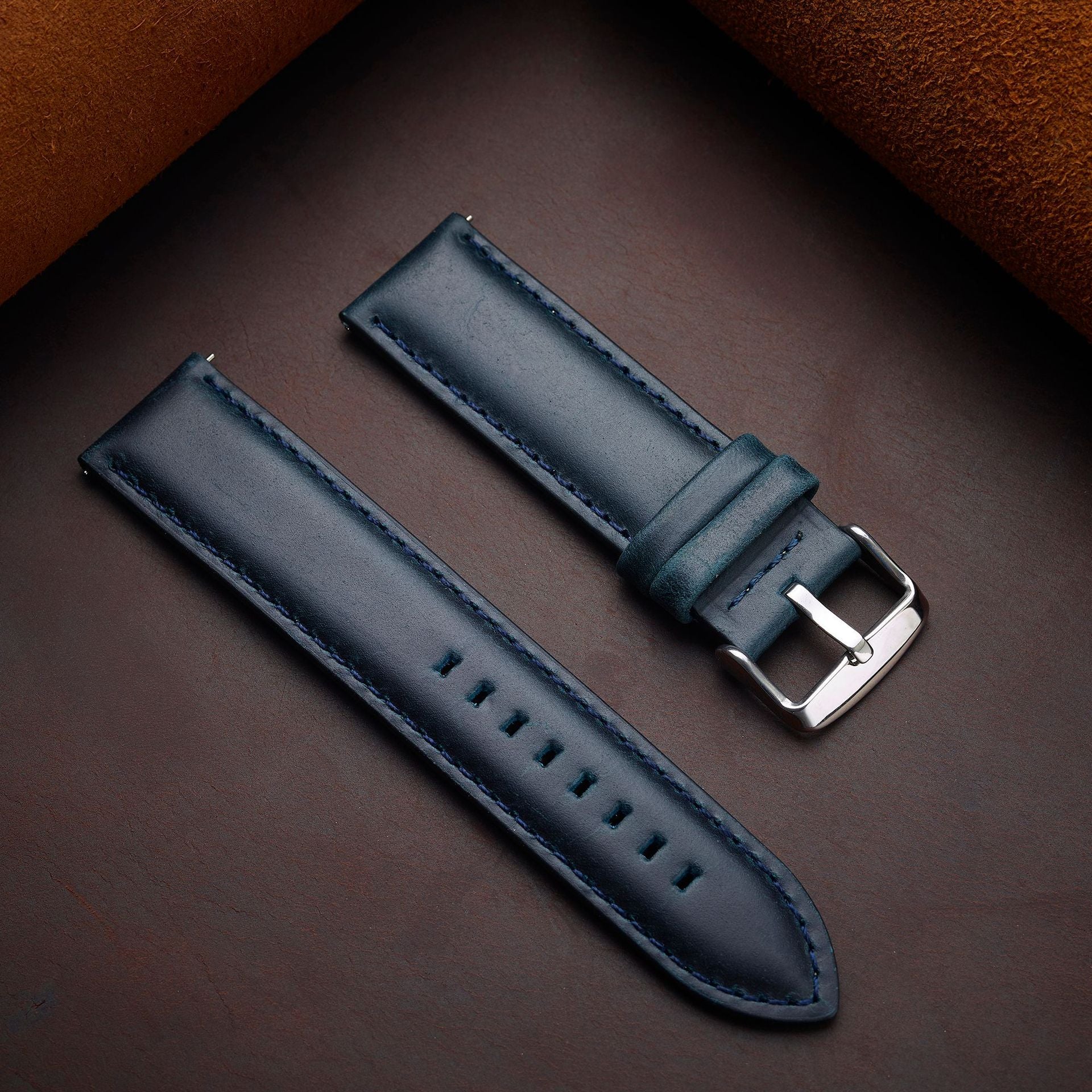 Fermoir de bracelet de montre vintage en cuir véritable