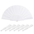 Ensemble de 6 éventails à main pliante en blanc - Élégants éventails pour les mariages et fêtes d'anniversaire - Fête