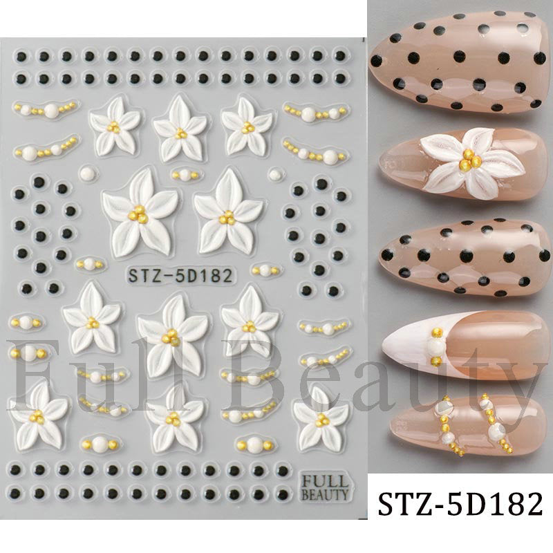 Stickers ongles adhésifs 3D embossé style ins