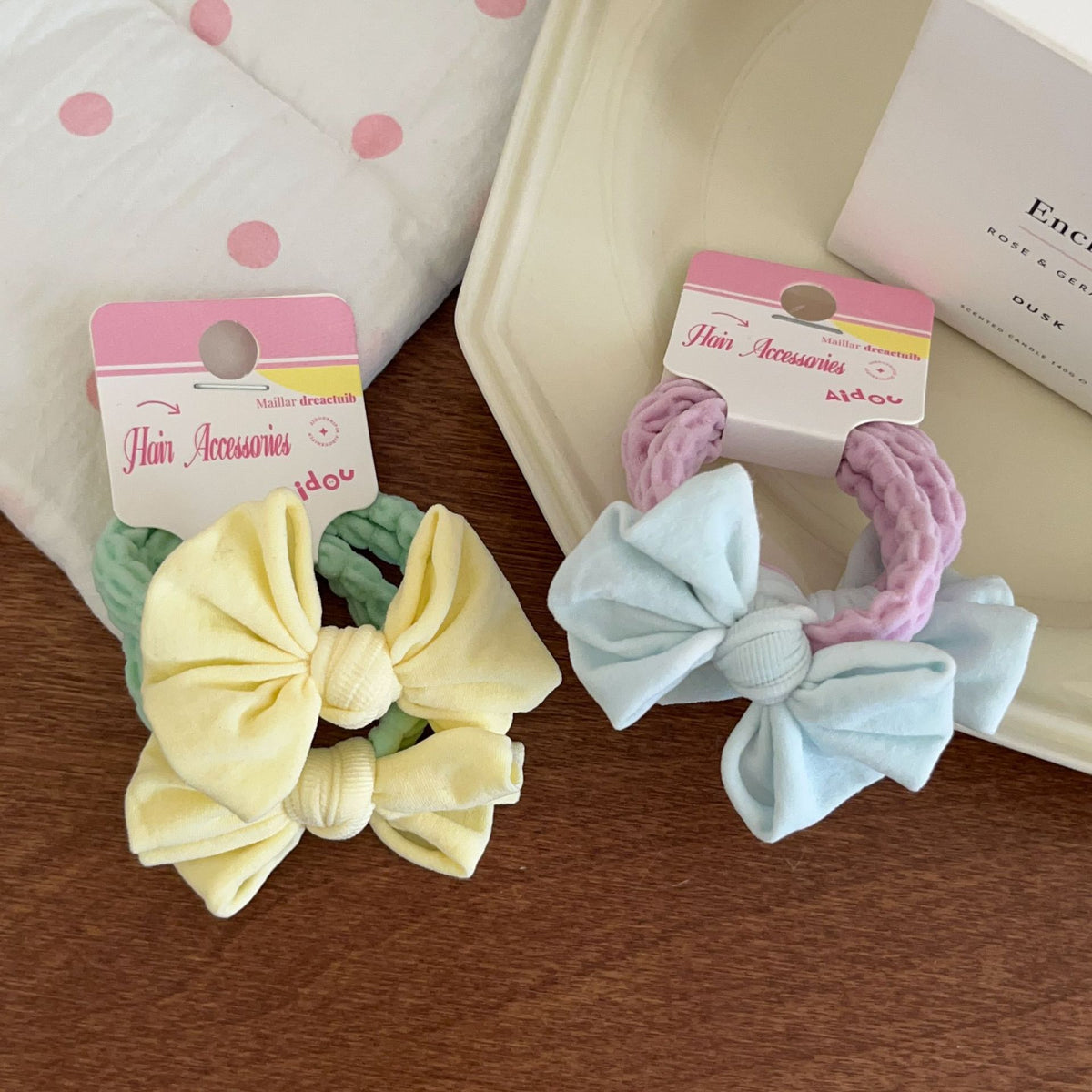 Macaron Bow serviette anneau corde de cheveux ne nuit pas à haute élasticité