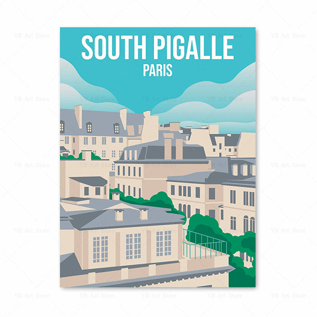 Vieille affiche de voyage toile peinture photo d'art