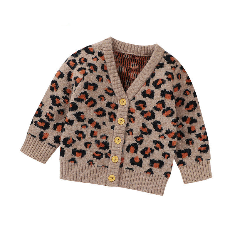 Mignon d'automne V-Neck Leopard Knit Cardigan