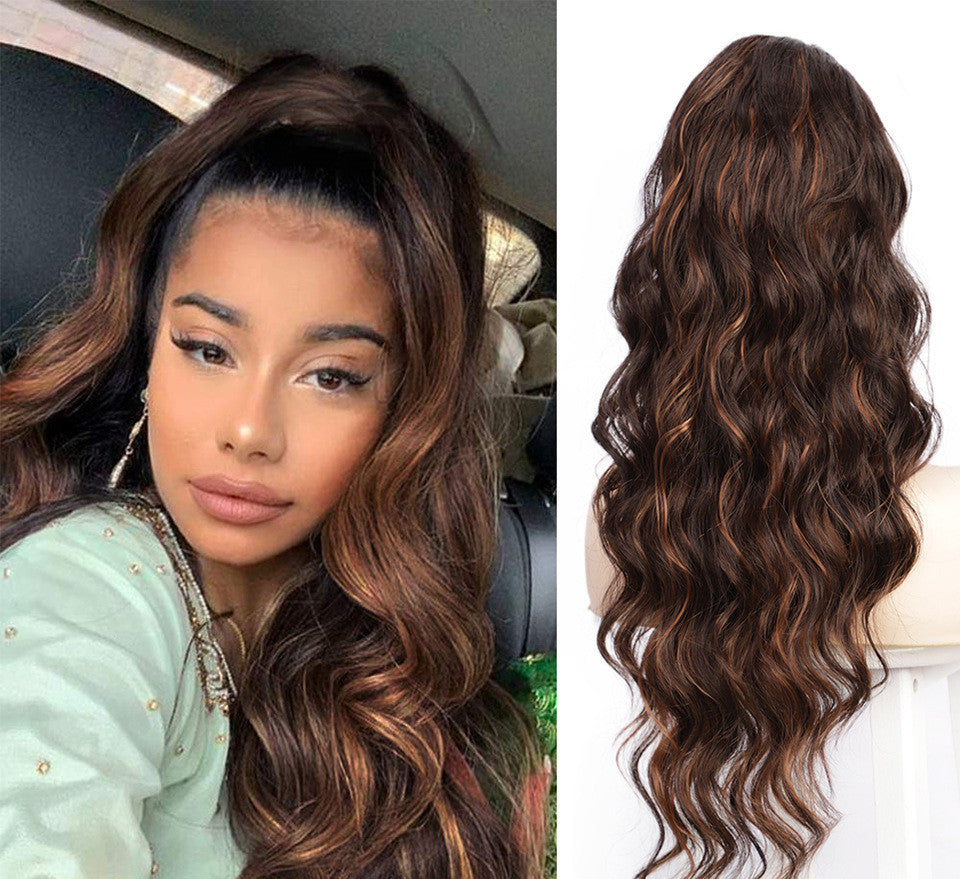 Wig Big Wave Drawstring Ponytail Matte haute température Silk Fiber Wig chimique