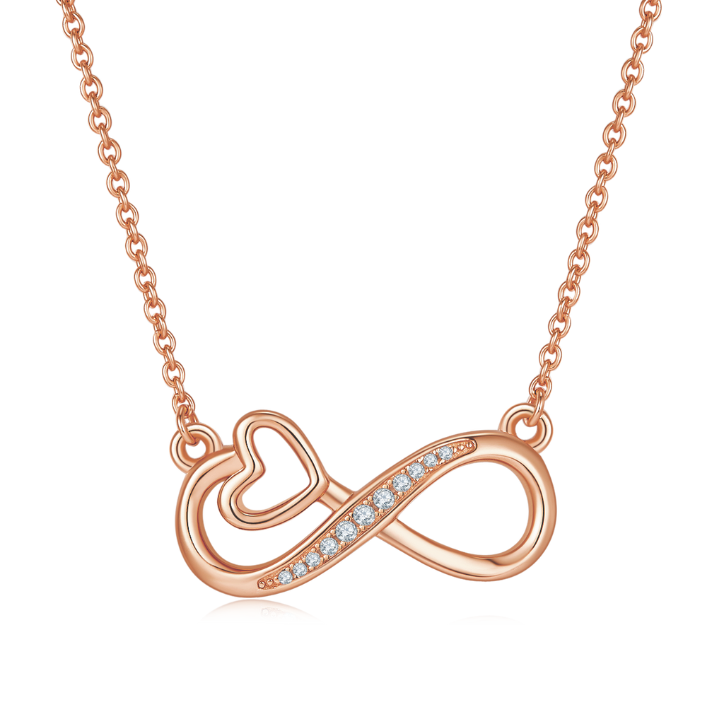 3.7g S925 Argent Sterling 11 Pierre Moissanite Infinity Collier Coeur 45cm Platine plaqué
