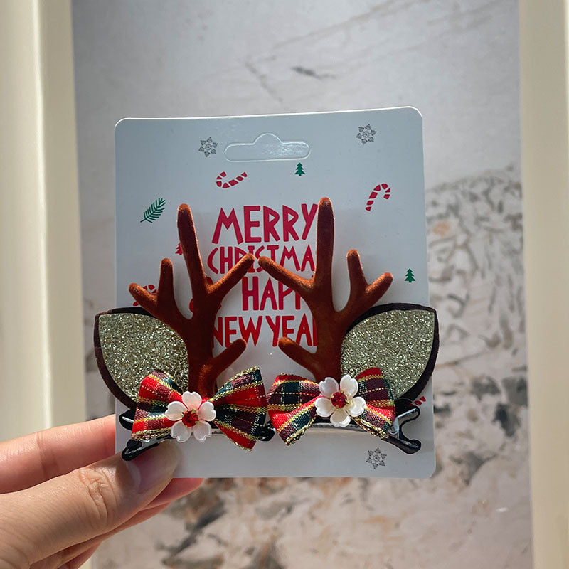 Unisex Christmas Reindeer Hair Clips for Festive Holiday Styling