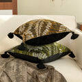 Haut de gamme Vintage de luxe foncé émeraude vert Feuille broyée Velvet lancer Oreiller