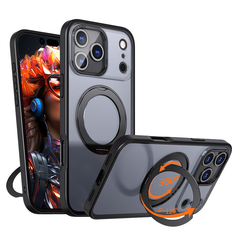 Coque de téléphone pivotant en orange avec support rotatif magnétique à 360 degrés et une peau mate comme F