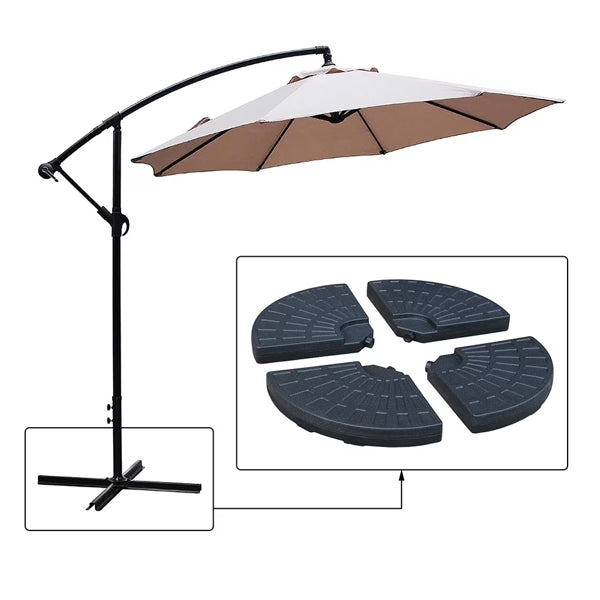 145 Lbs Capacité Pondérée Cantilever et base de parapluie de patio offset en noir (4 pièces) (Sh