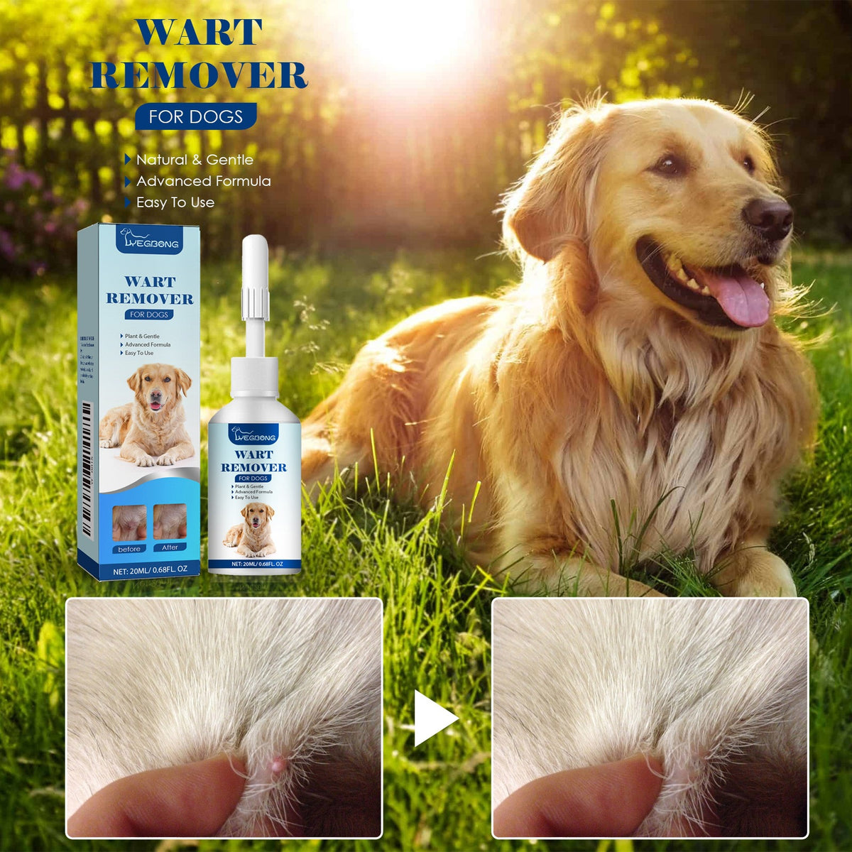 Yegbong Pet Solution de soins de la peau Étiquette de la peau et solution de soins de la peau