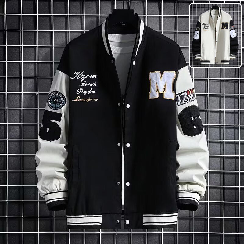 Veste de baseball homme Mode Casual Lettre Numéro Imprimer Bouton-down Tops Streetwear Cloth