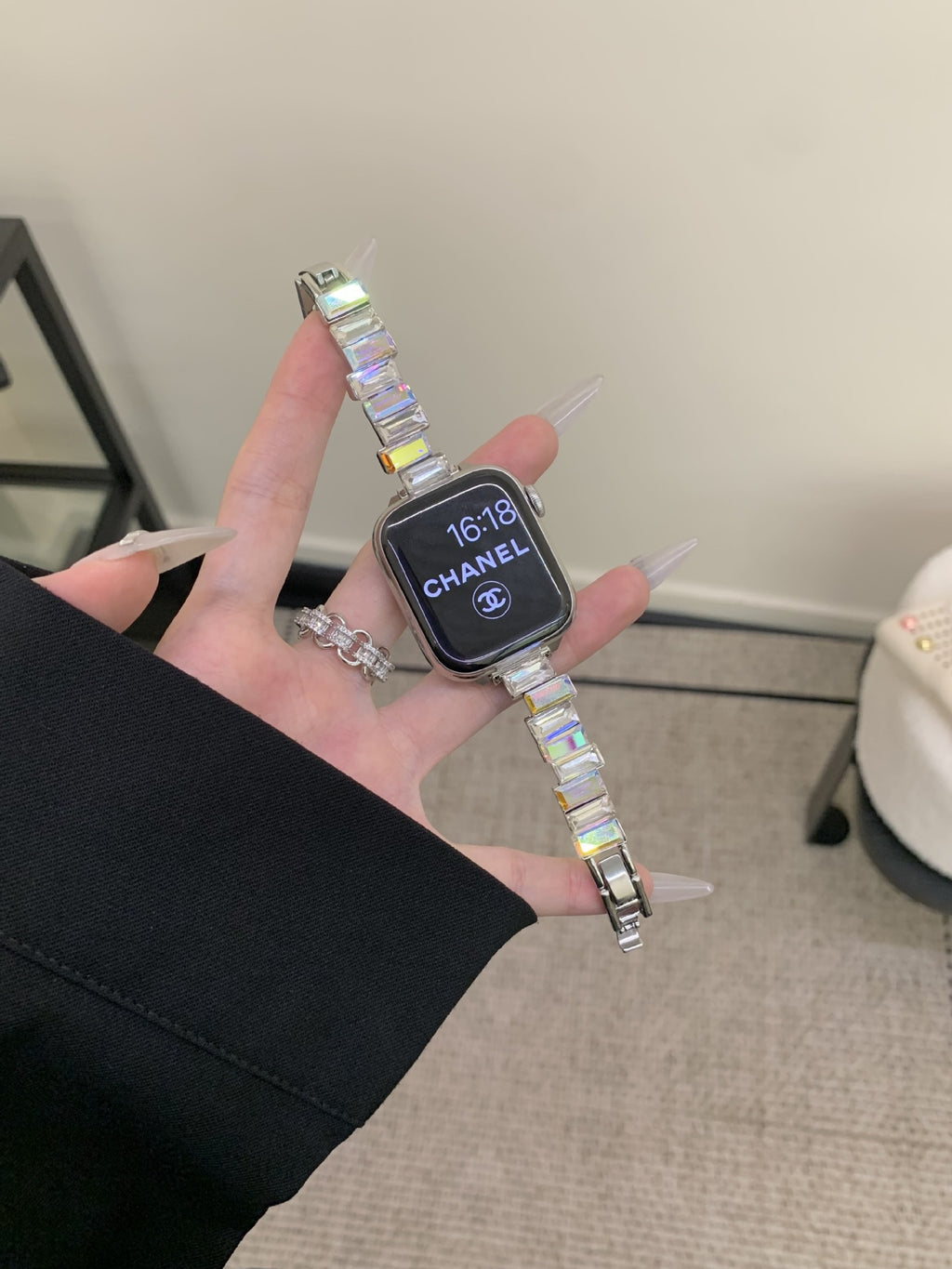 Bracelet de montre de couleur diamant taille carrée irrégulière pour les bandes de montres