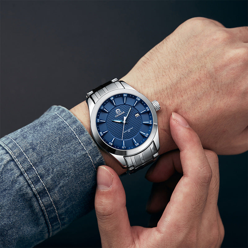 Hommes Waterproof Business Calendrier Montre Quartz