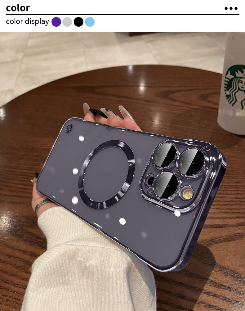 Étanche à la poussière en plastique Net Electroplating Frameless Phone Case I Magnetic Hard Shell