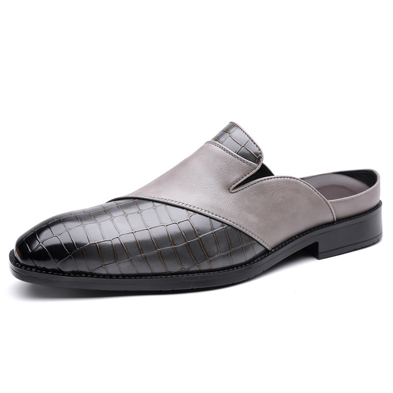Hommes pointu-orteil cuir demi-chaussons sans un talon pour l'usure extérieure