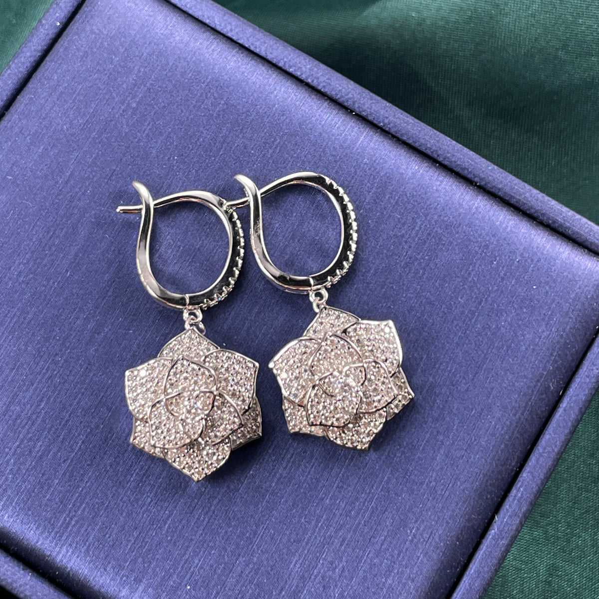 S925 Sterling Silver Rose Drop Earrings