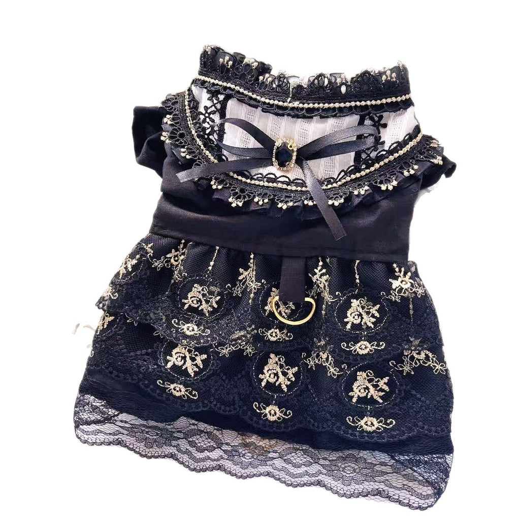 Vêtements de chien de chat en jupe dorée gothique