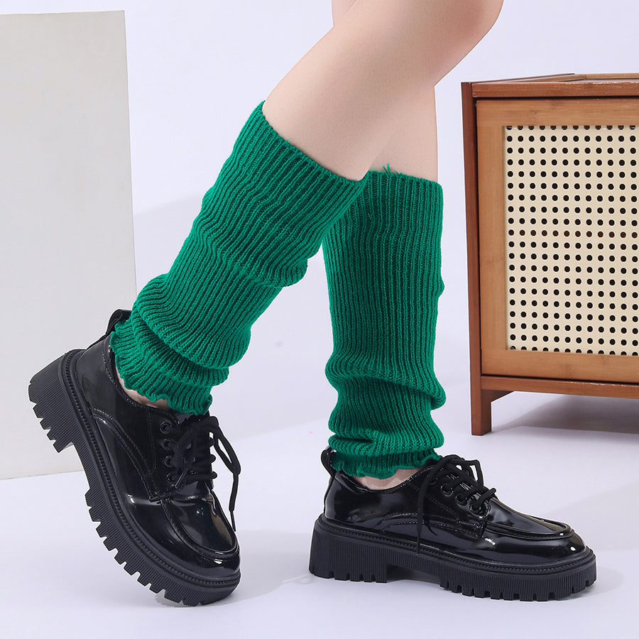 Hiver Mode Ribbed Knitted Vente Harajuku Neon Chaussettes longues Hiver Botte Gaiters Clubwear W