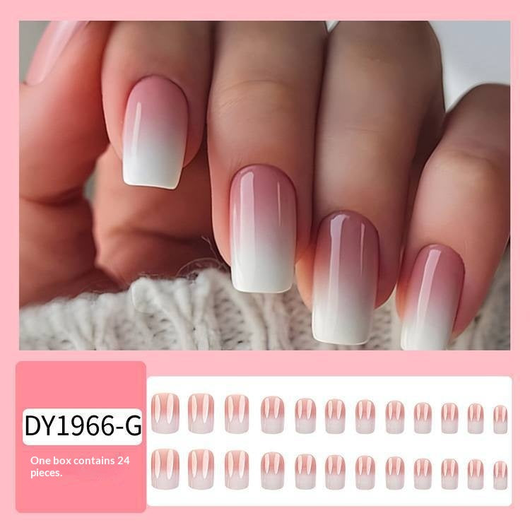 Art simple rose et blanc gradué à ongles amovibles