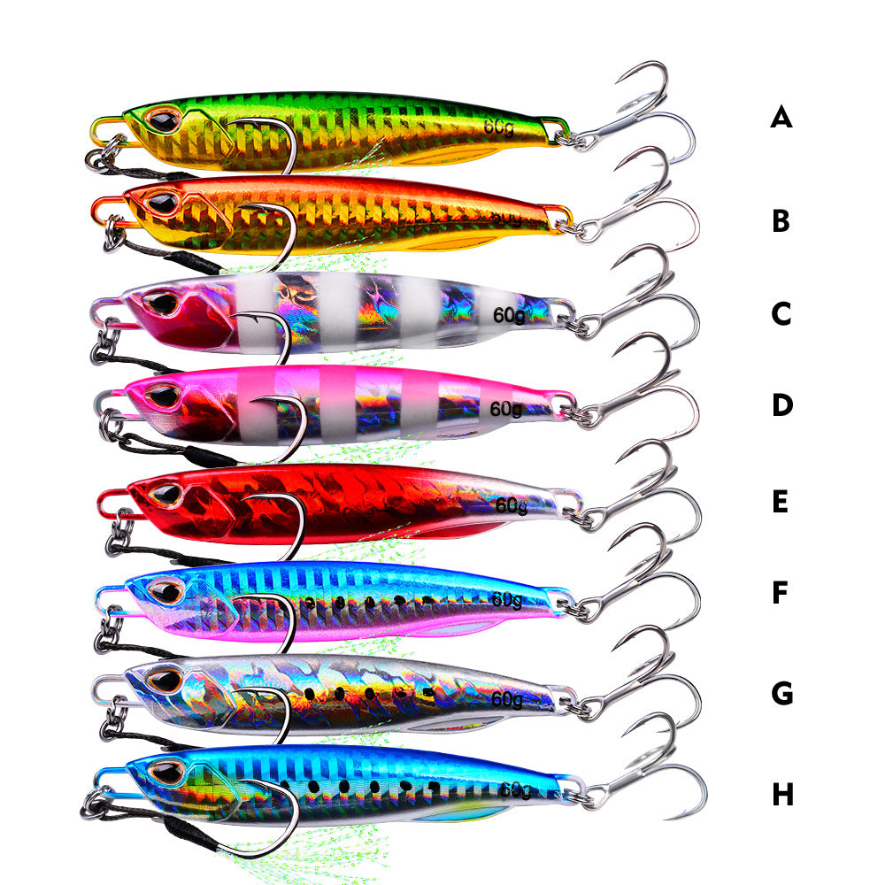 Luya Bait Submerged Tossing Lure plaque de fer Plomb lumineux de poisson avec crochet Treble