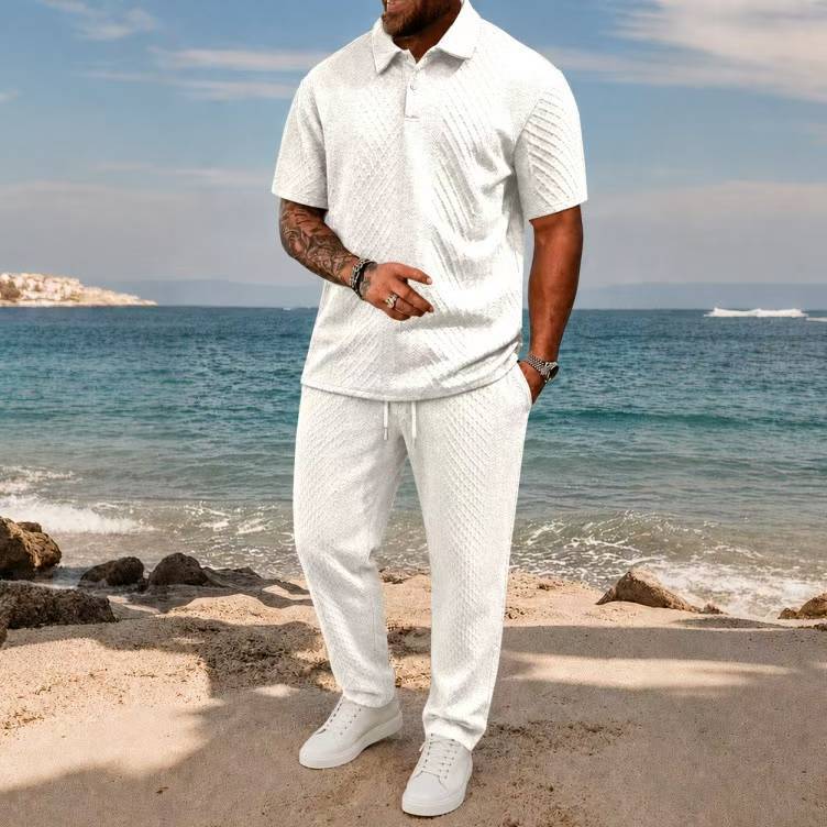 Arrivée Jacquard T-shirt homme à manches courtes et jeu de vêtements de sport