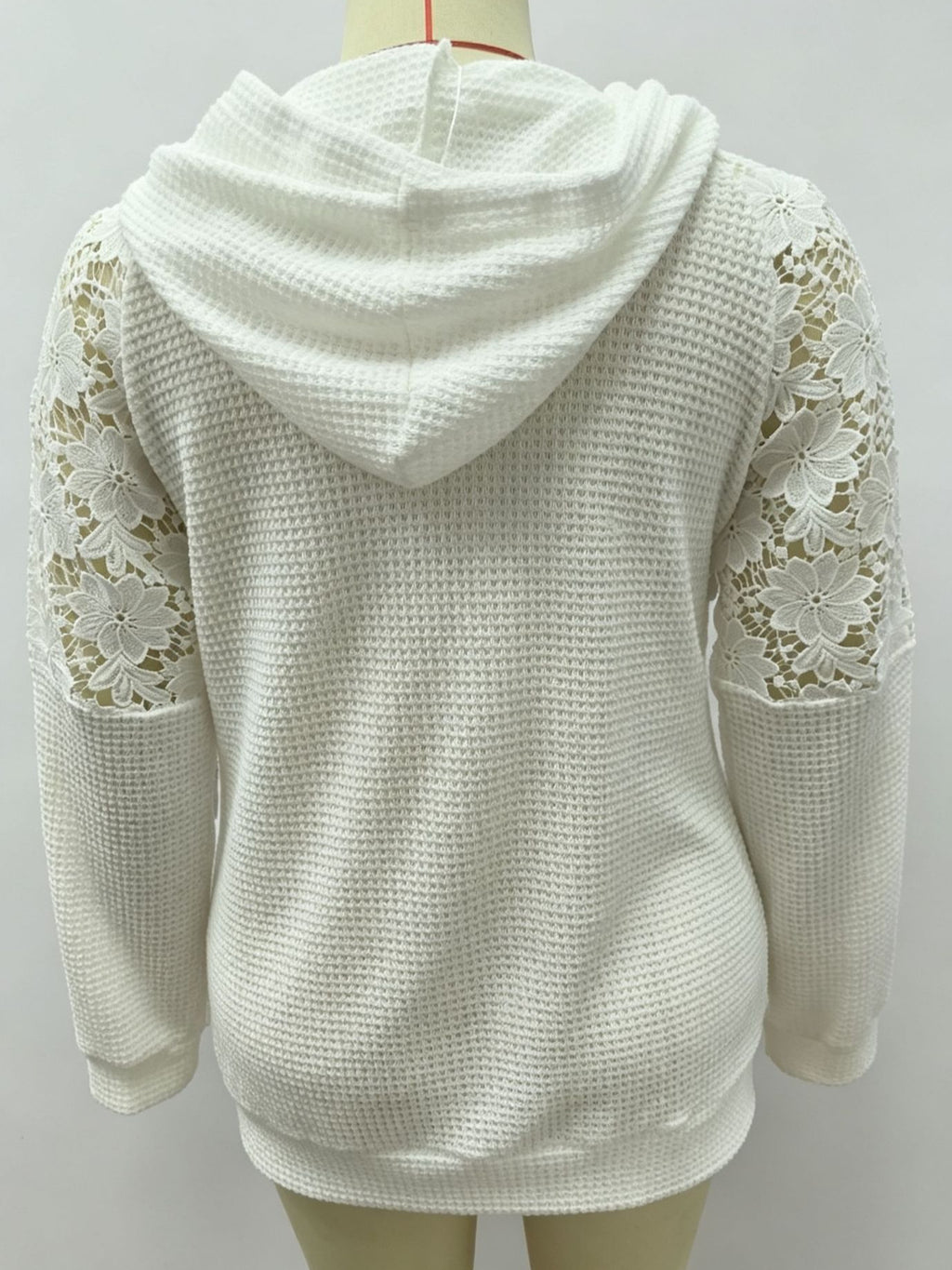 Amazon Autumn Hollow Dentelle Splicing Gentle Style Loose Drawstring Capuche polyvalent femmes