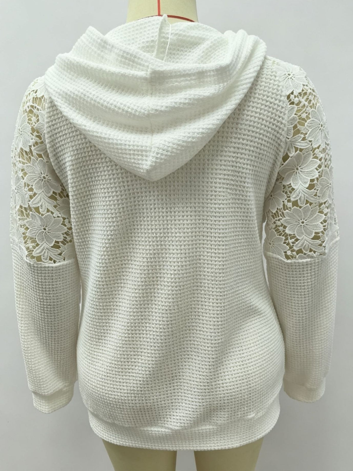 Amazon Autumn Hollow Dentelle Splicing Gentle Style Loose Drawstring Capuche polyvalent femmes