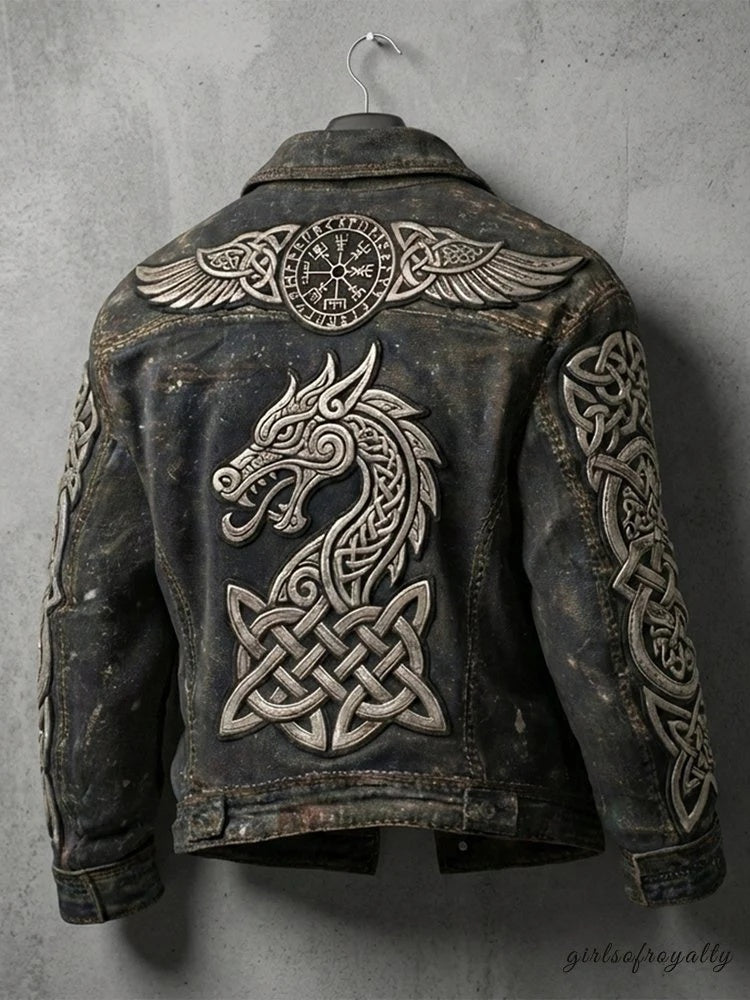 Veste de denim retro à manches longues lavée d'automne