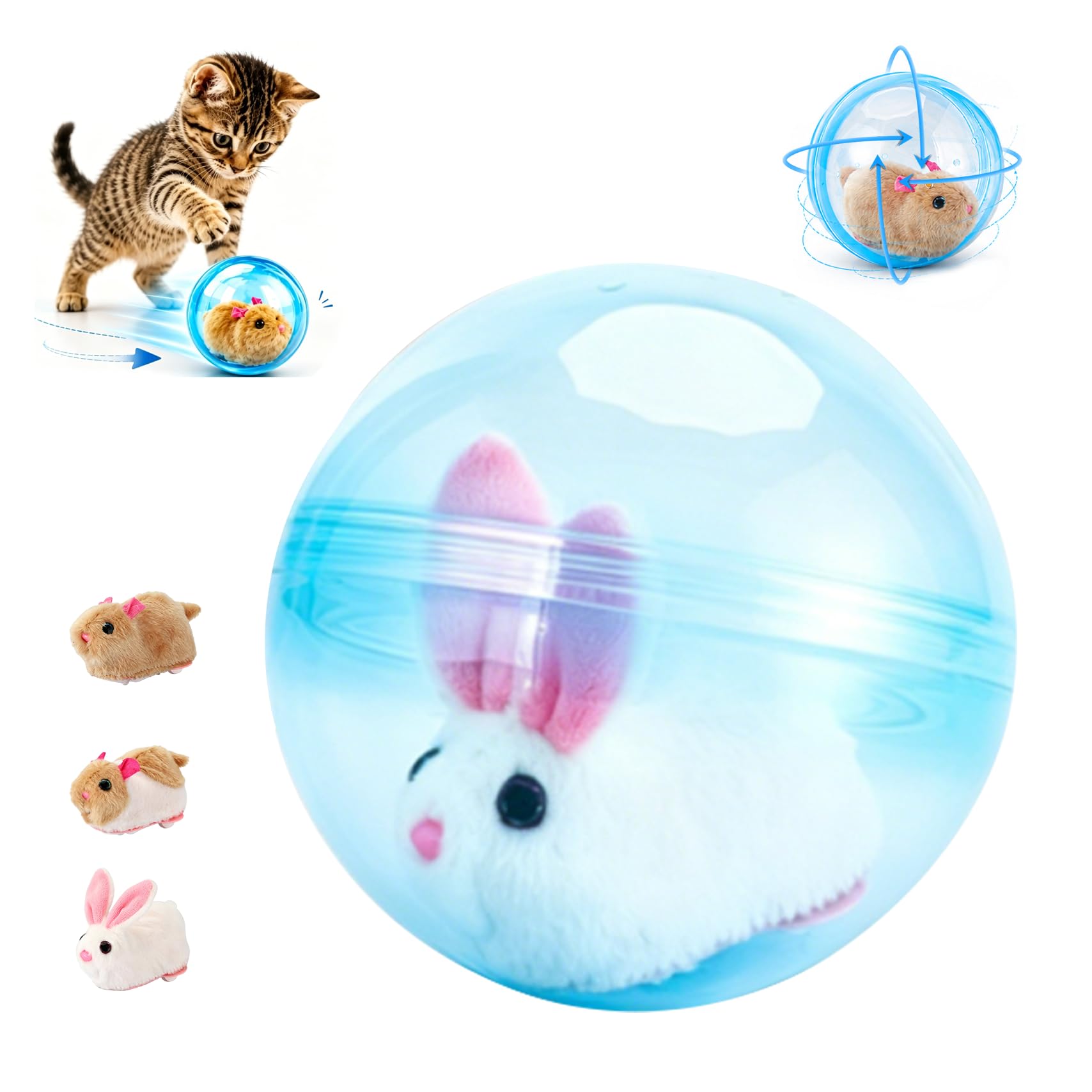 Ballon de chat interactif auto-roulant Réaliste Animal en mouvement automatique Rolli de chat