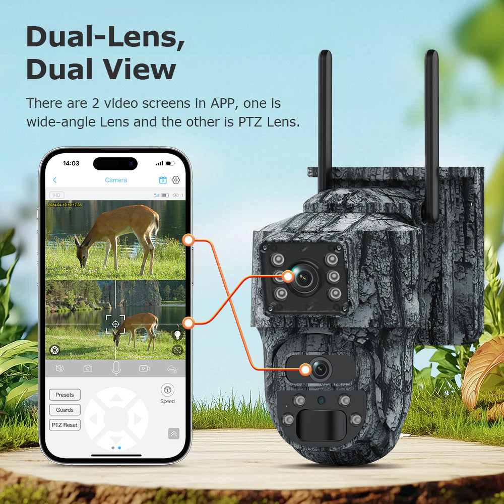 Caméra de surveillance solaire 6MP HD double écran