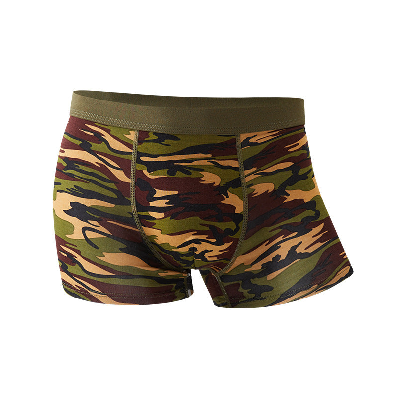 Sous-vêtements pour hommes Camouflage Boxers respirants modaux Boxers imprimés de taille moyenne