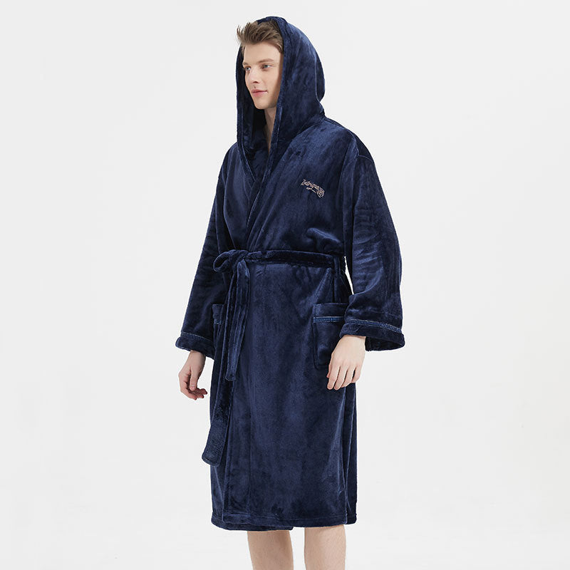 Fashion Navy Flannel Nightgown pour hommes