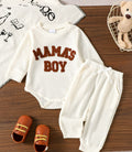 Two-piece outfit for baby boys Apricot Long Sleeve Top and Long Pants Set