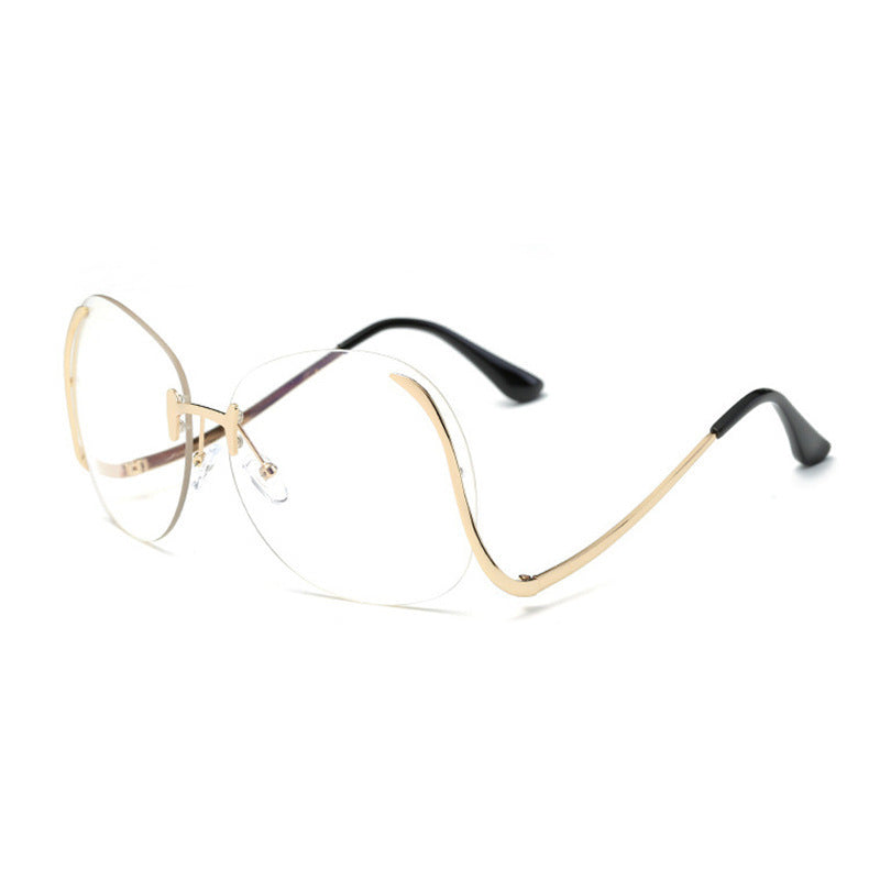 Lunettes de soleil sans cadre à jambe courbée Verres décoratifs